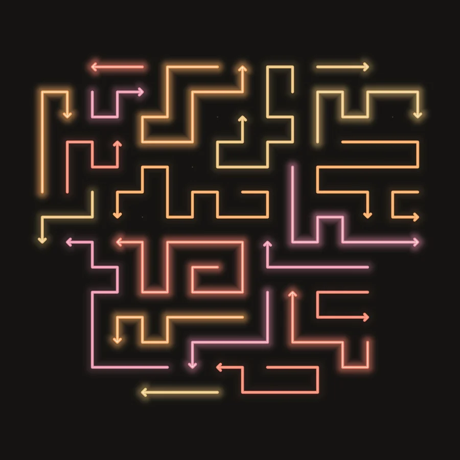 Actual Japan puzzle: glowing arrows form a sushi silhouette